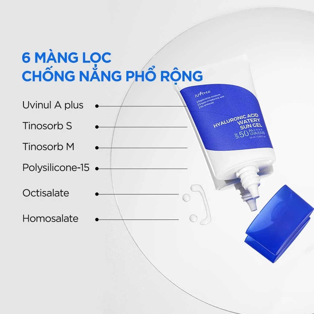 6 màng lọc Isntree Hyaluronic Acid Watery Sun Gel