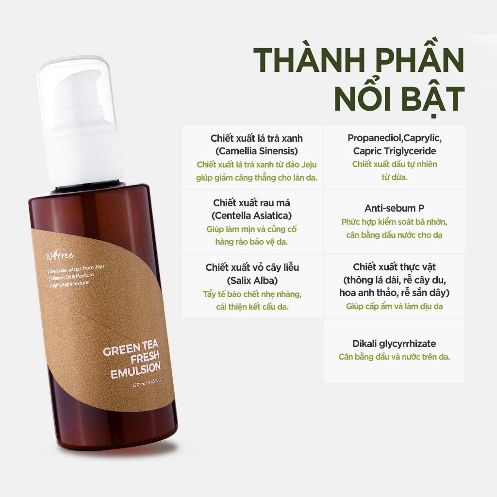 Sữa dưỡng Isntree Green Tea Fresh Emulsion 120ml